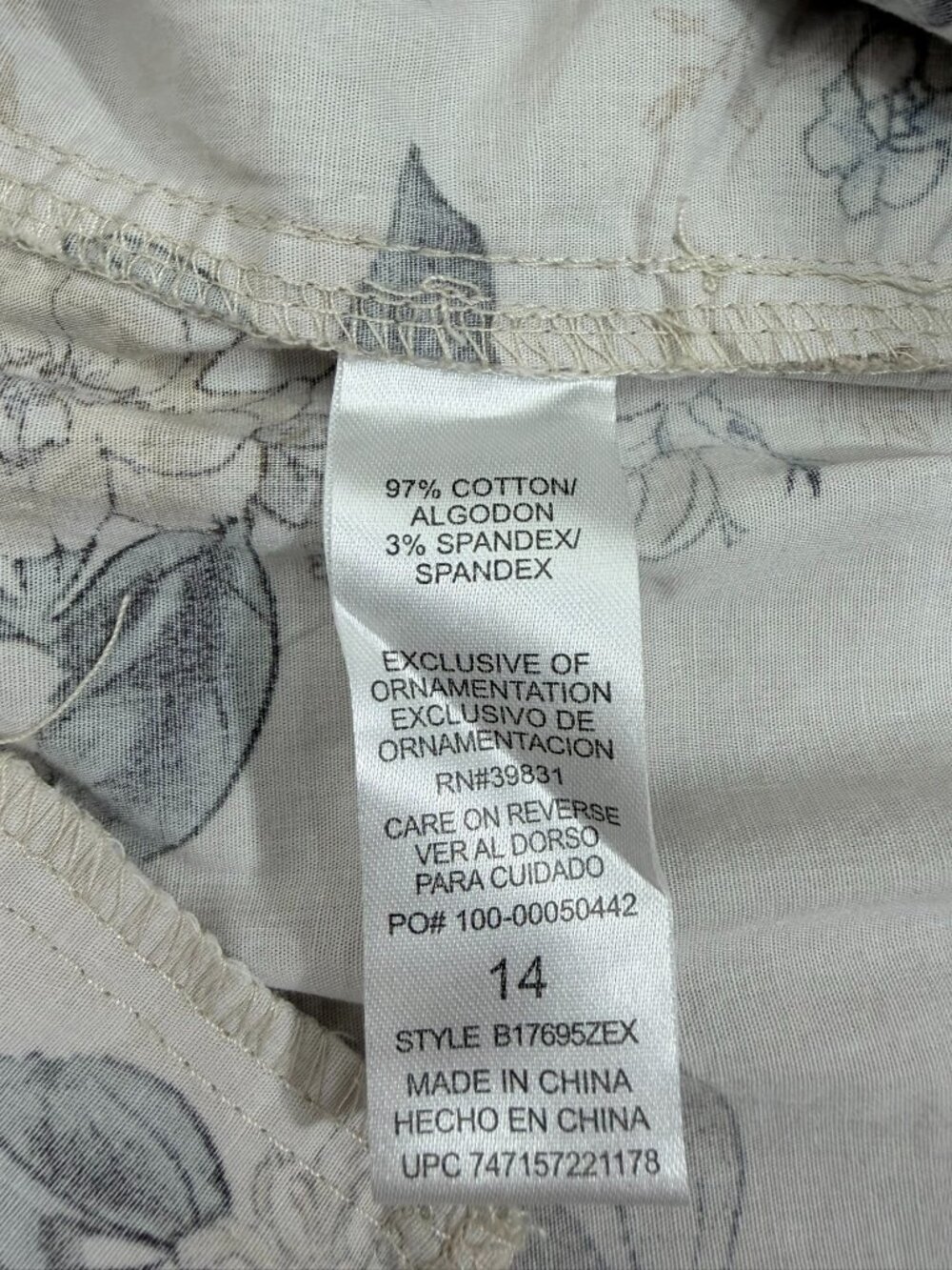 Democracy NWT Cotton Blend Floral Cargo Pants Rolled Cuff Size 14 - Picture 9 of 9